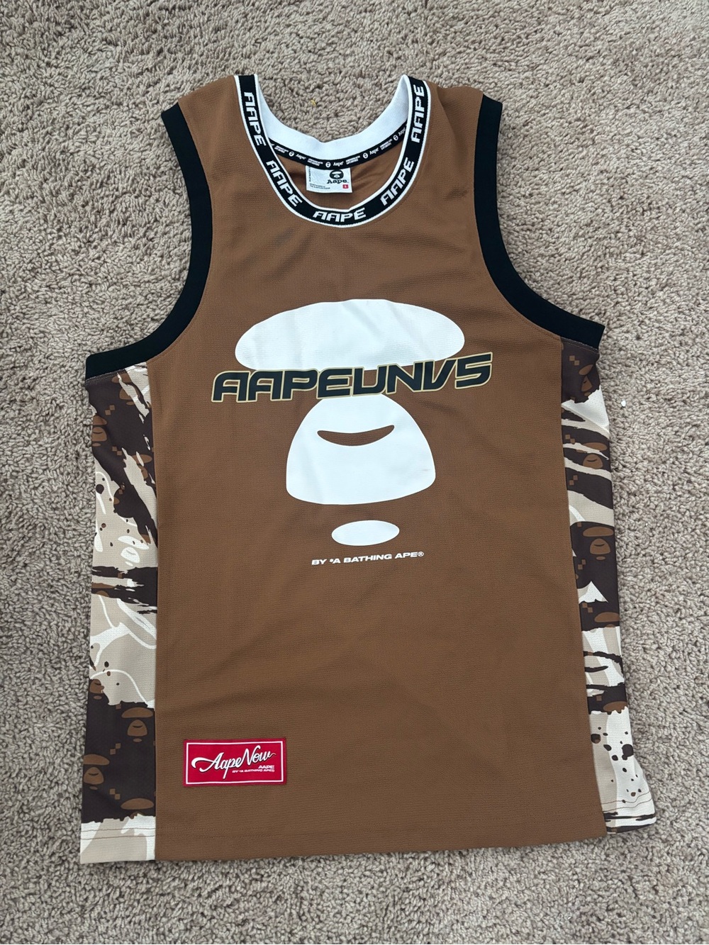 Bape Brown Camo Panel AAPEunvs Logo Tank *worn once*
